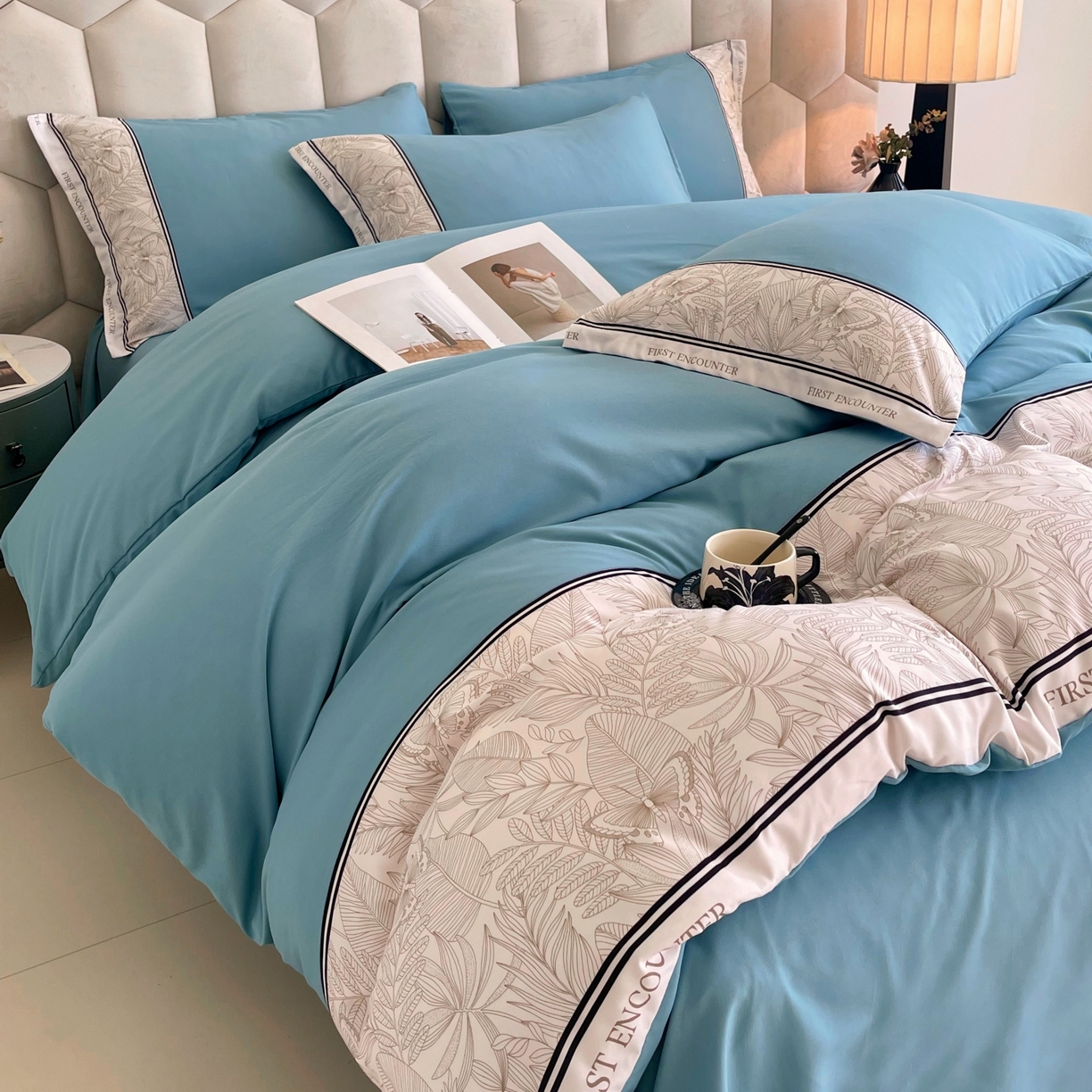 91家纺网 家纺一手货源 找家纺 大麦乐田 2025新款法式轻奢碳素磨毛四件套-卡琳娜系列 卡琳娜 艾丽兰