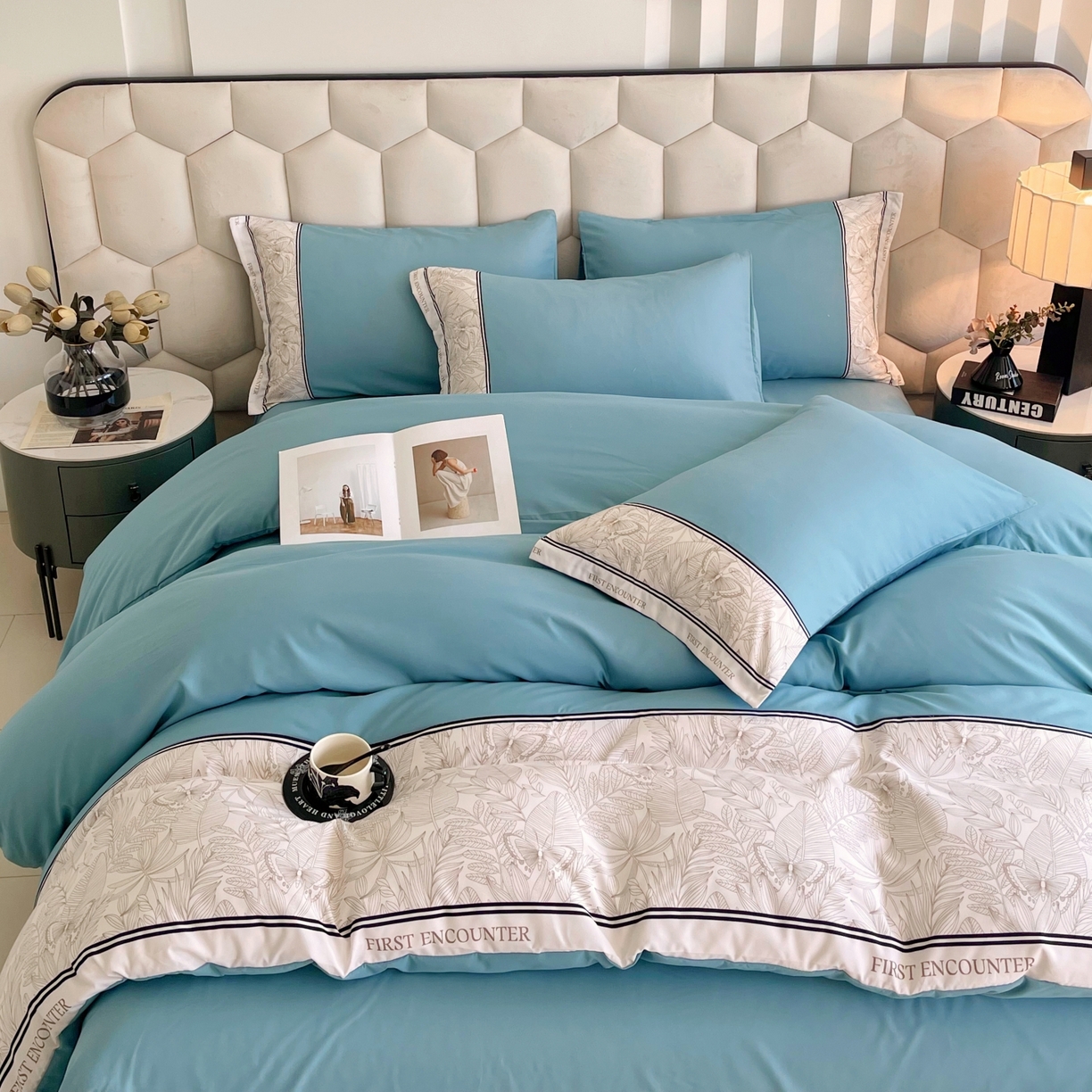 91家纺网 家纺一手货源 找家纺 大麦乐田 2025新款法式轻奢碳素磨毛四件套-卡琳娜系列 卡琳娜 艾丽兰