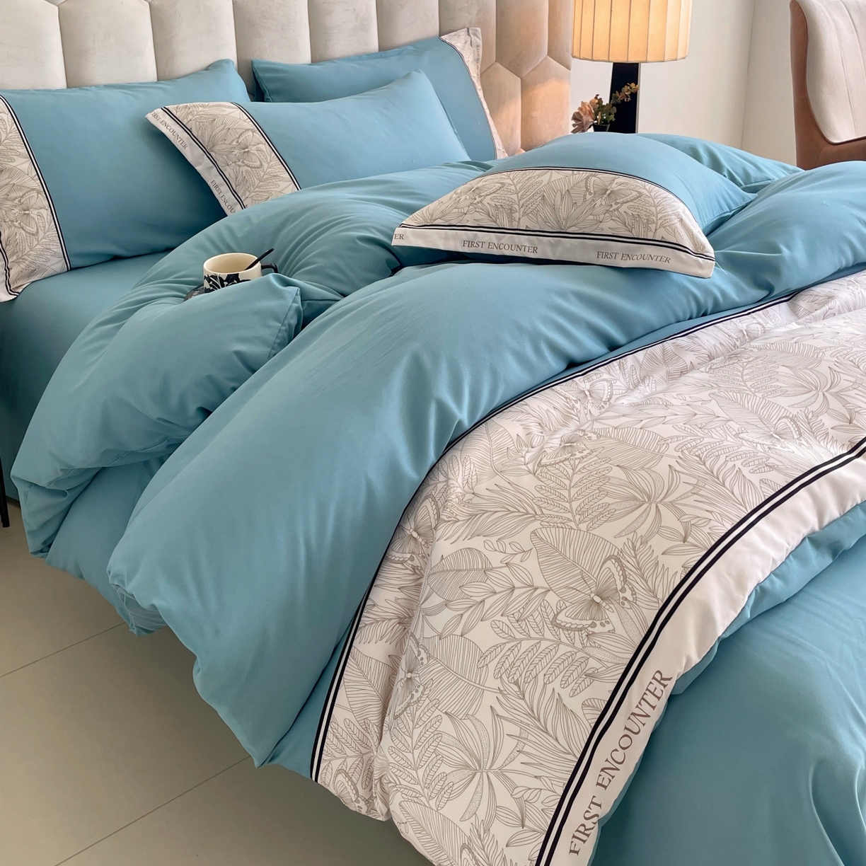 91家纺网 家纺一手货源 找家纺 大麦乐田 2025新款法式轻奢碳素磨毛四件套-卡琳娜系列 卡琳娜 艾丽兰