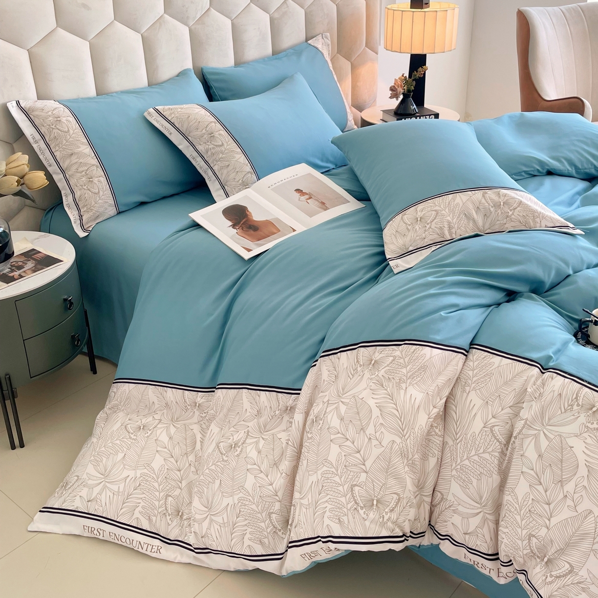 91家纺网 家纺一手货源 找家纺 大麦乐田 2025新款法式轻奢碳素磨毛四件套-卡琳娜系列 卡琳娜 艾丽兰