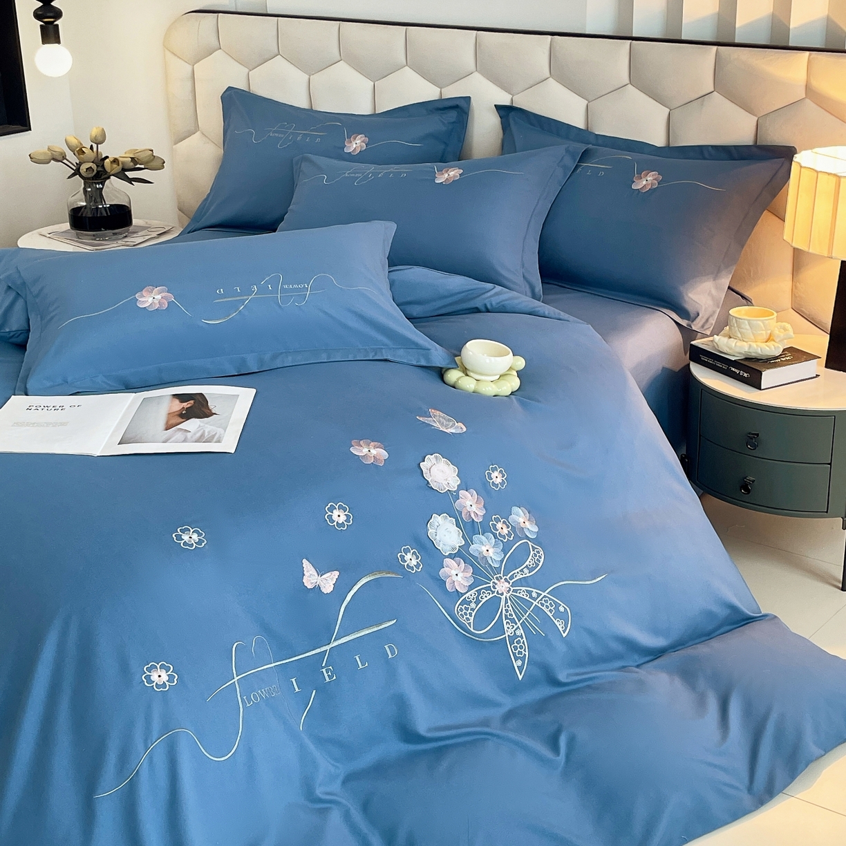 91家纺网 家纺一手货源 找家纺 大麦乐田 2025新款四季亲肤磨毛立体花刺绣工艺款四件套-花香蝶舞 花香蝶舞-宾利兰