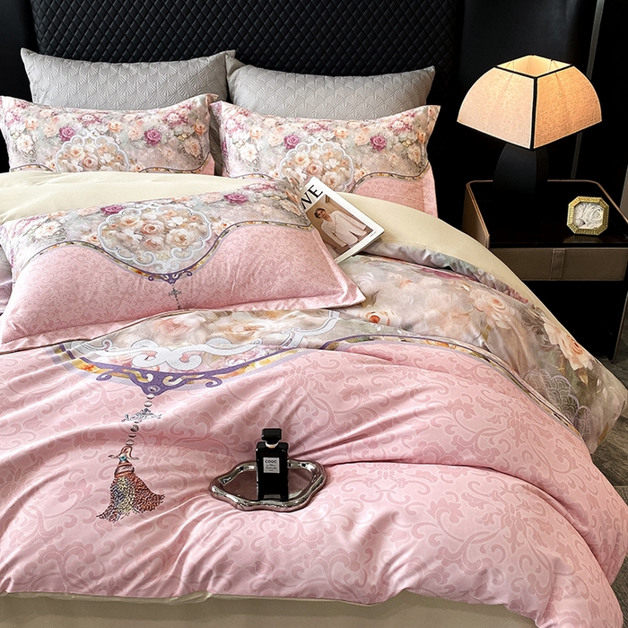 91家纺网 家纺一手货源 找家纺 （总）大麦乐田 2025新款珍珠棉大版印花四件套