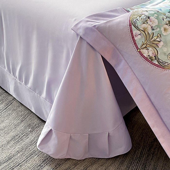 91家纺网 家纺一手货源 找家纺 大麦乐田 2025新款珍珠棉大版印花四件套 若芸-紫