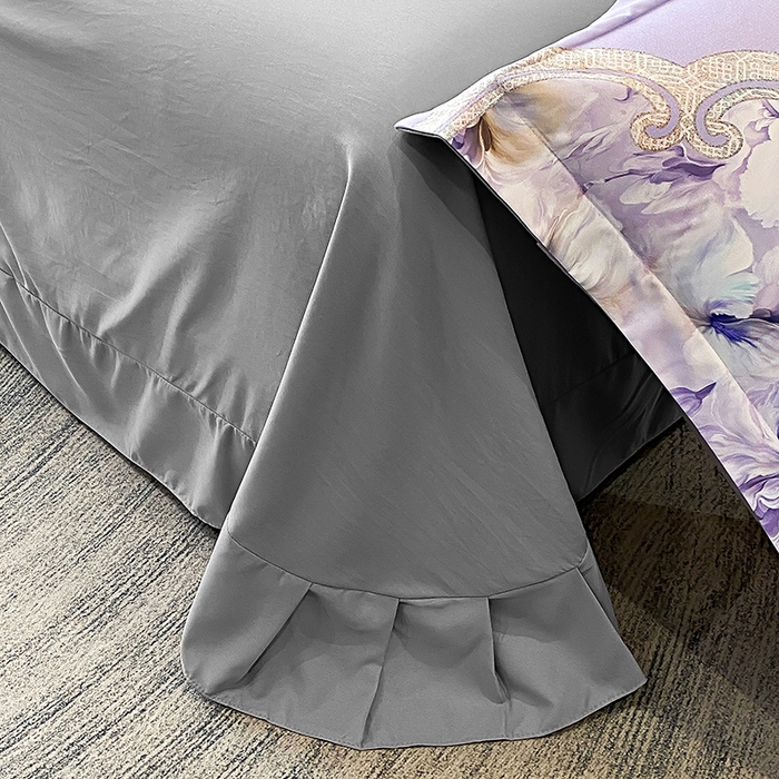 91家纺网 家纺一手货源 找家纺 大麦乐田 2025新款珍珠棉大版印花四件套 芳华-紫