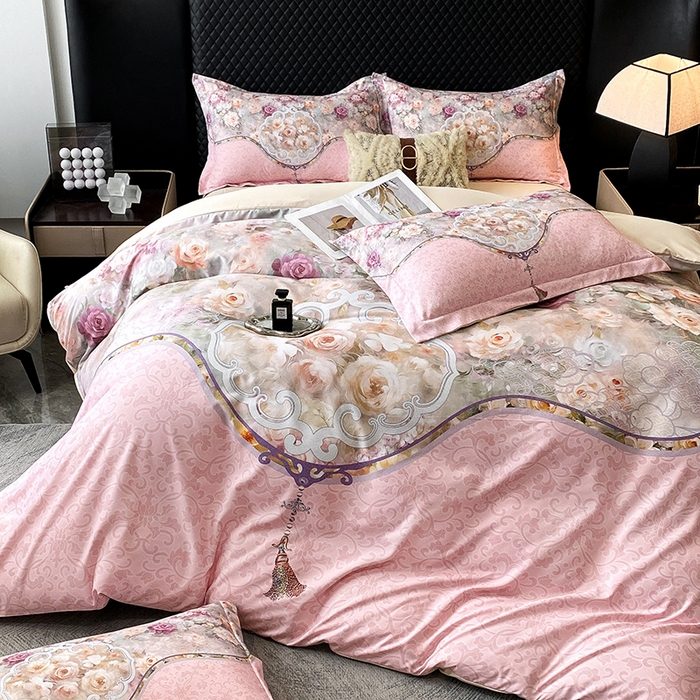 91家纺网 家纺一手货源 找家纺 （总）大麦乐田 2025新款珍珠棉大版印花四件套