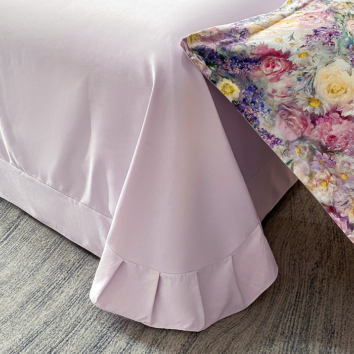 91家纺网 家纺一手货源 找家纺 大麦乐田 2025新款珍珠棉大版印花四件套 梦谷-粉