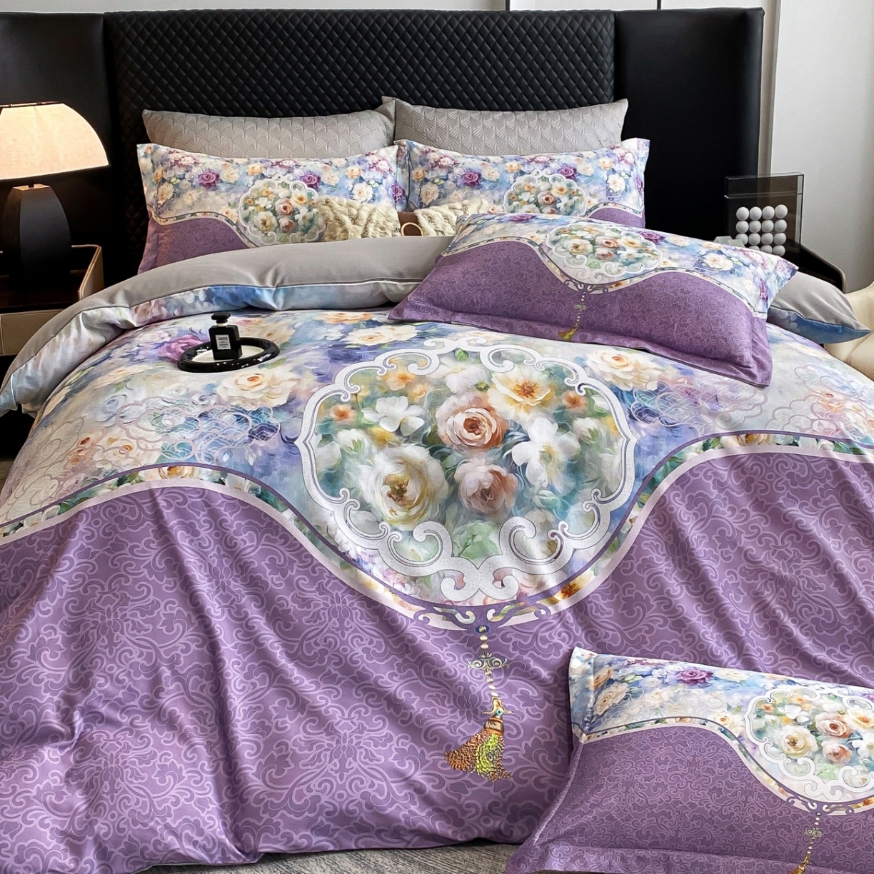 91家纺网 家纺一手货源 找家纺 （总）大麦乐田 2025新款珍珠棉大版印花四件套