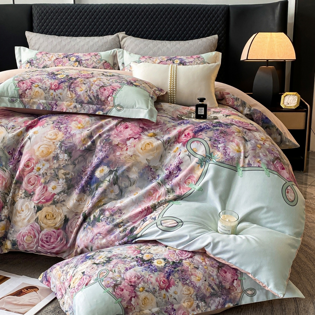 大麦乐田 2025新款珍珠棉大版印花四件套 梦谷-绿