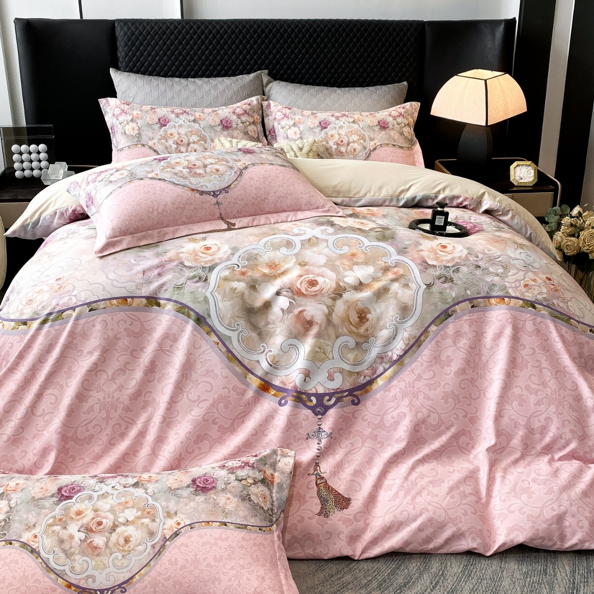 大麦乐田 2025新款珍珠棉大版印花四件套 境澜-玉