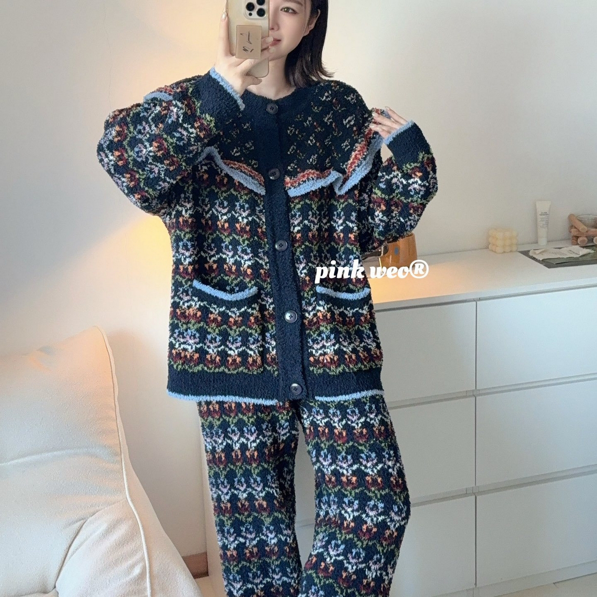 91家纺网 家纺一手货源 找家纺 （总）妍景家居生活馆 2025新款软绵绵-木耳边费尔岛开衫款