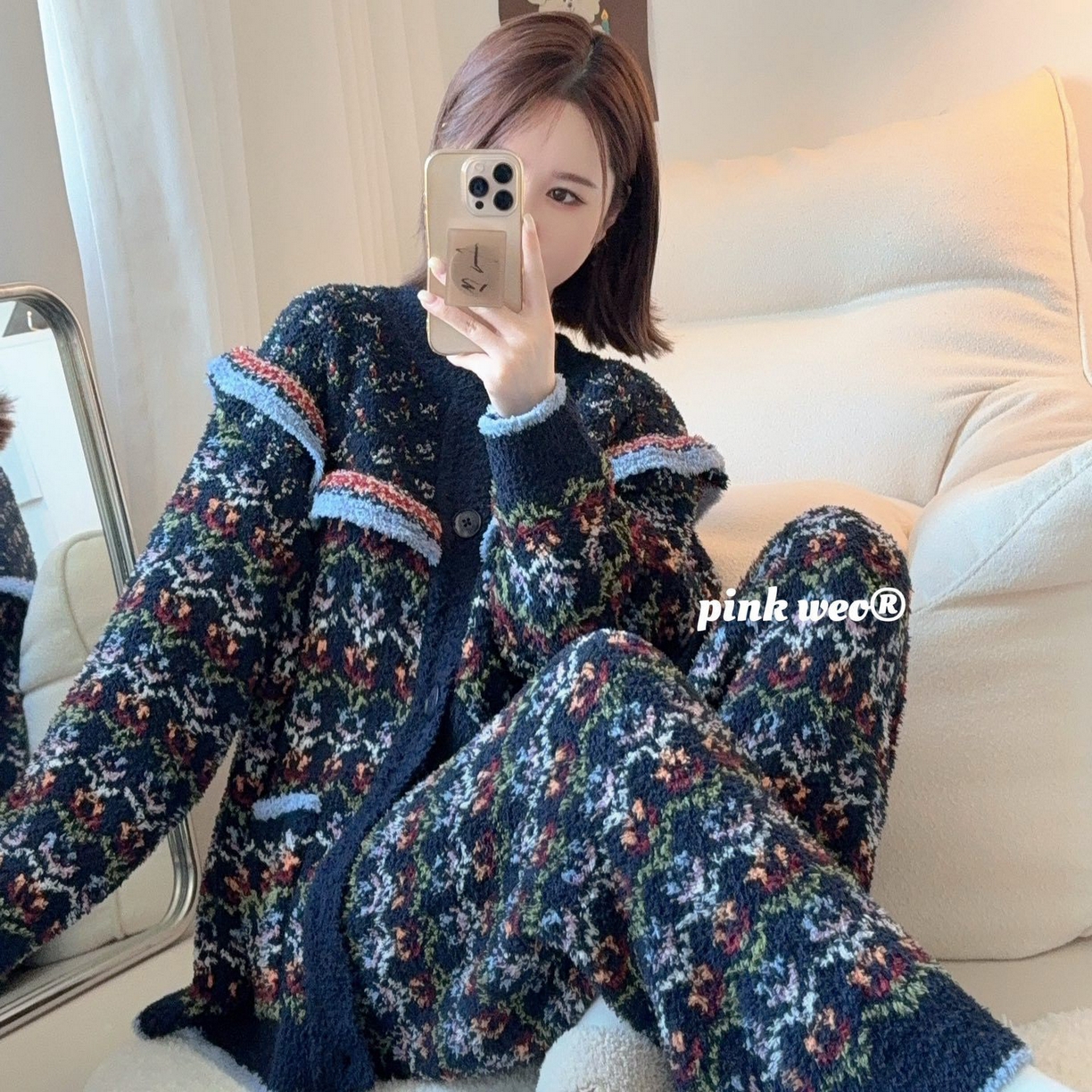 91家纺网 家纺一手货源 找家纺 （总）妍景家居生活馆 2025新款软绵绵-木耳边费尔岛开衫款