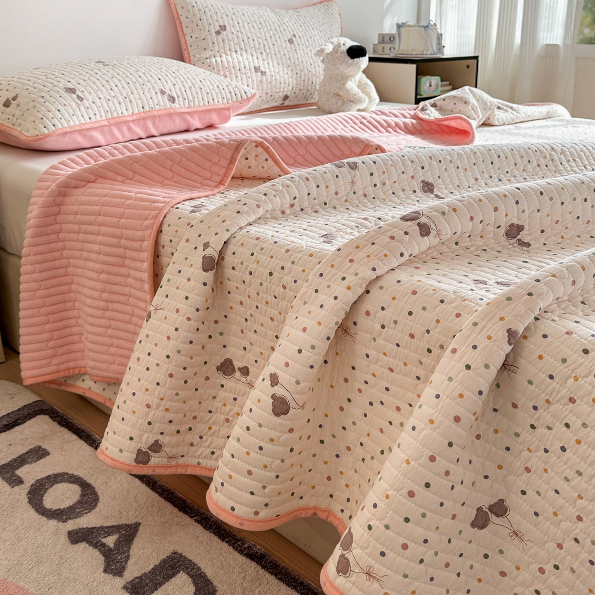 91家纺网 家纺一手货源 找家纺 （总）金梦拉家纺 2025新款A类加厚棉绒牛奶绒床盖系列三件套