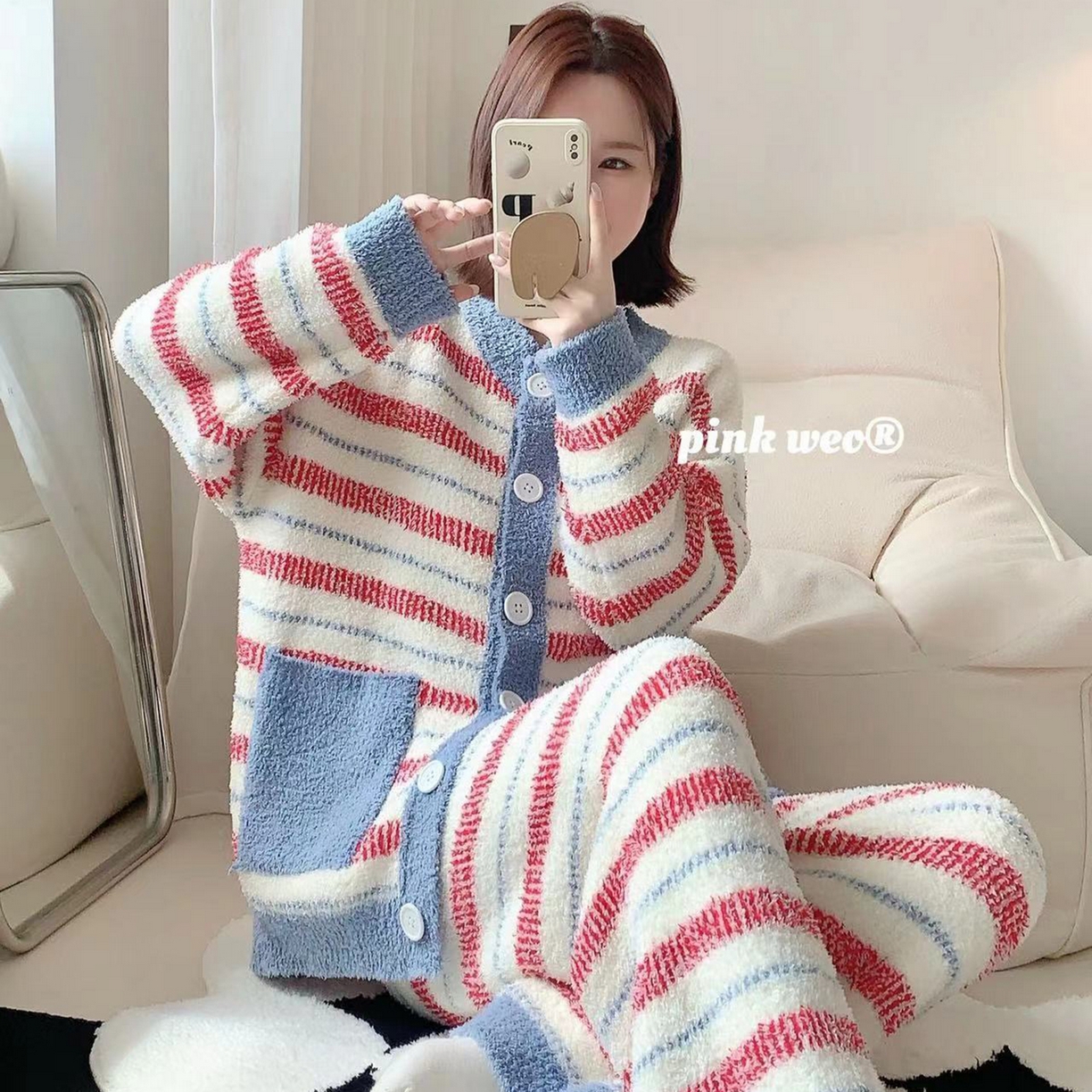 91家纺网 家纺一手货源 找家纺 （总）妍景家居生活馆 2025新款软绵绵-条纹开衫款