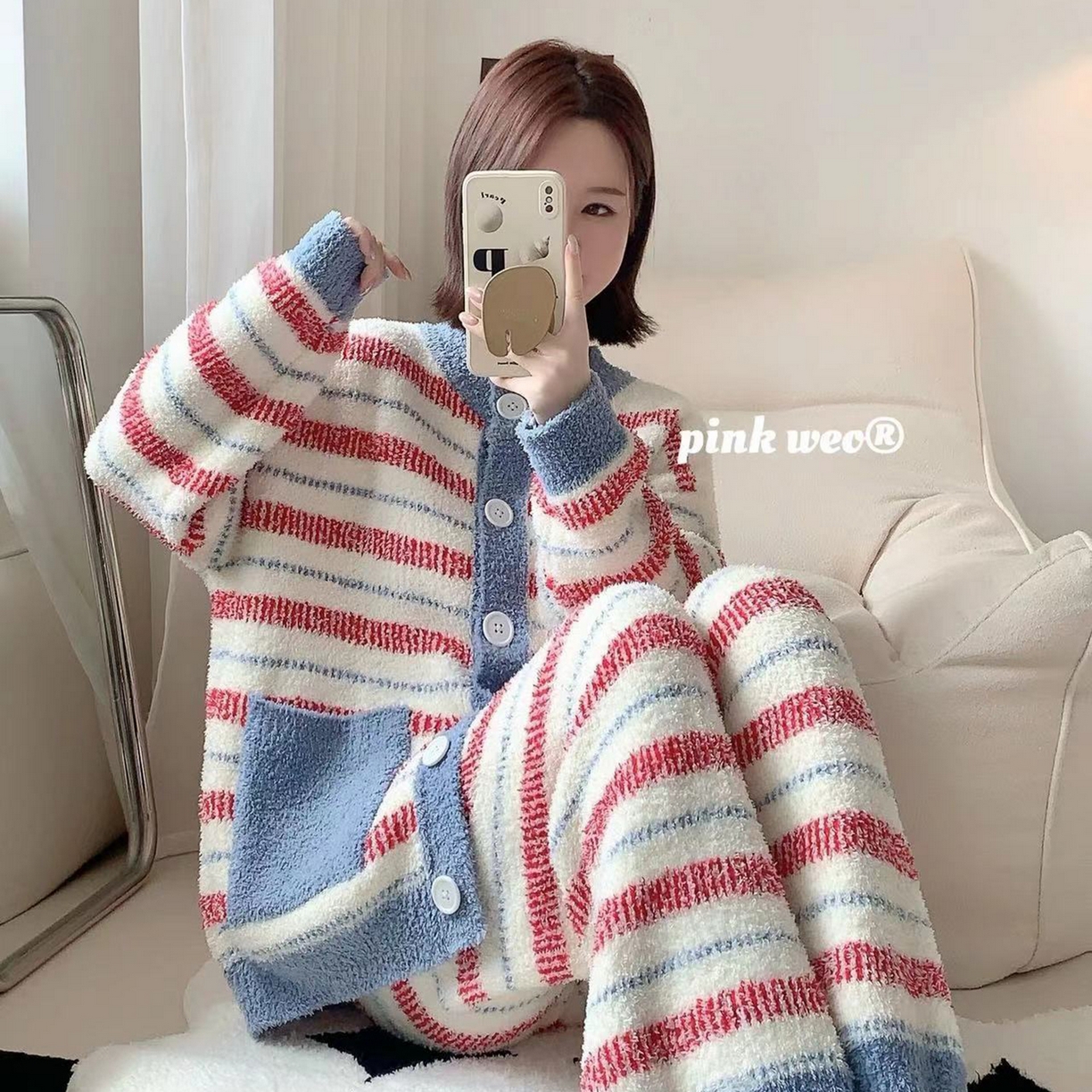 91家纺网 家纺一手货源 找家纺 （总）妍景家居生活馆 2025新款软绵绵-条纹开衫款