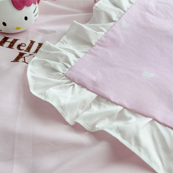 91家纺网 家纺一手货源 找家纺 （总）玉元坊 2025新款全棉纯棉凯蒂猫白花边款式四件套