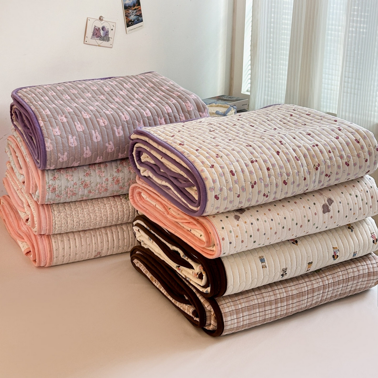 91家纺网 家纺一手货源 找家纺 金梦拉家纺 2025新款A类加厚棉绒牛奶绒床盖系列三件套 组合图