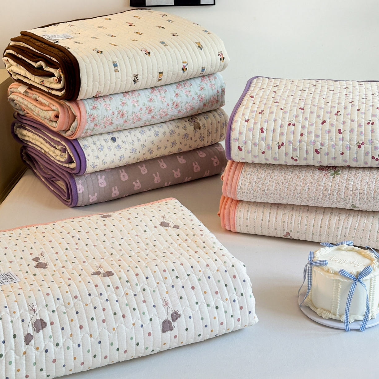 91家纺网 家纺一手货源 找家纺 金梦拉家纺 2025新款A类加厚棉绒牛奶绒床盖系列三件套 组合图