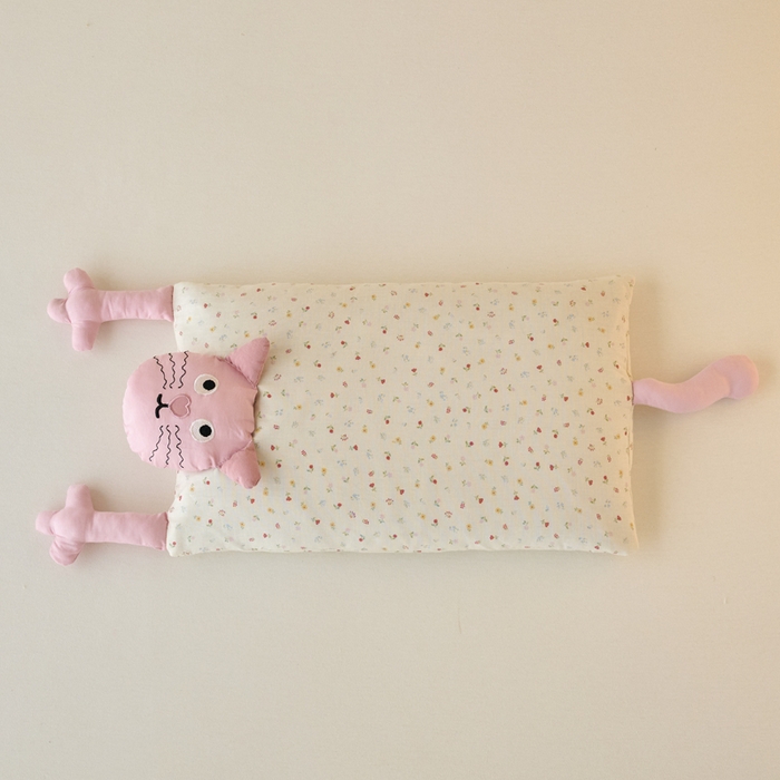 91家纺网 家纺一手货源 找家纺 （总）明星枕业 2025新款荞麦枕纯棉全棉双层纱儿童可爱猫咪低枕芯单人卡通枕可拆卸枕头芯