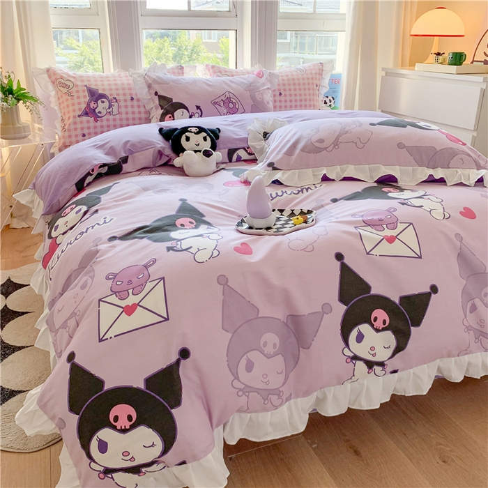 91家纺网 家纺一手货源 找家纺 （总）玉元坊 2025新款全棉纯棉库洛米白花边款式四件套