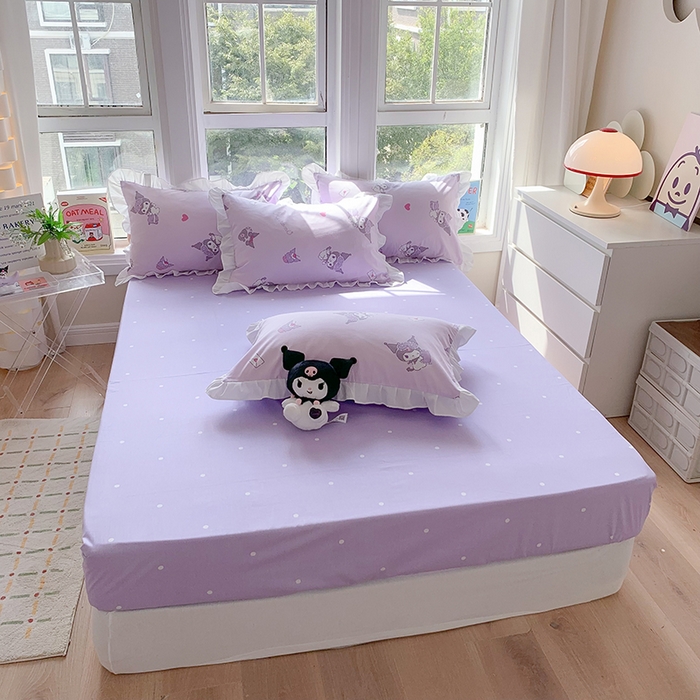 91家纺网 家纺一手货源 找家纺 玉元坊 2025新款全棉纯棉库洛米白花边款式四件套 库洛米宝贝【花边款】