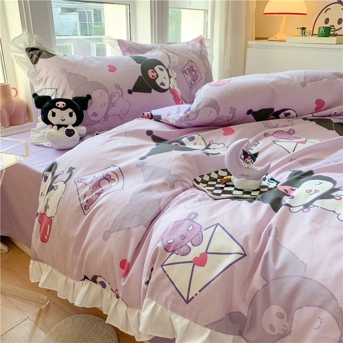 91家纺网 家纺一手货源 找家纺 （总）玉元坊 2025新款全棉纯棉库洛米白花边款式四件套