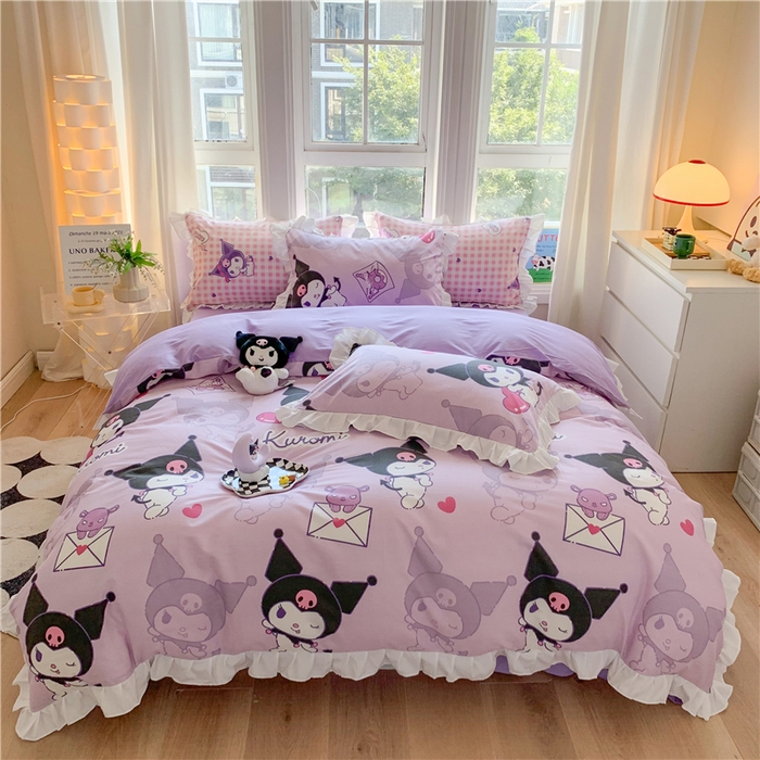 91家纺网 家纺一手货源 找家纺 （总）玉元坊 2025新款全棉纯棉库洛米白花边款式四件套