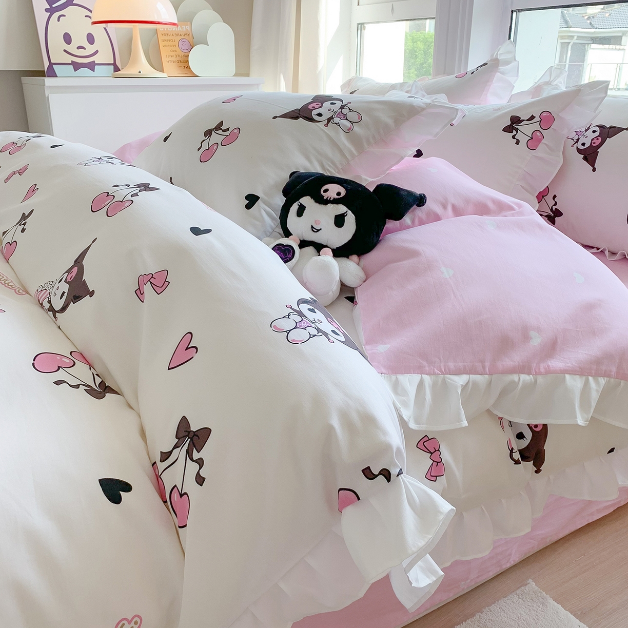 91家纺网 家纺一手货源 找家纺 （总）玉元坊 2025新款全棉纯棉库洛米白花边款式四件套