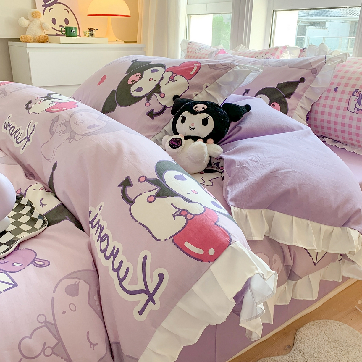 91家纺网 家纺一手货源 找家纺 （总）玉元坊 2025新款全棉纯棉库洛米白花边款式四件套