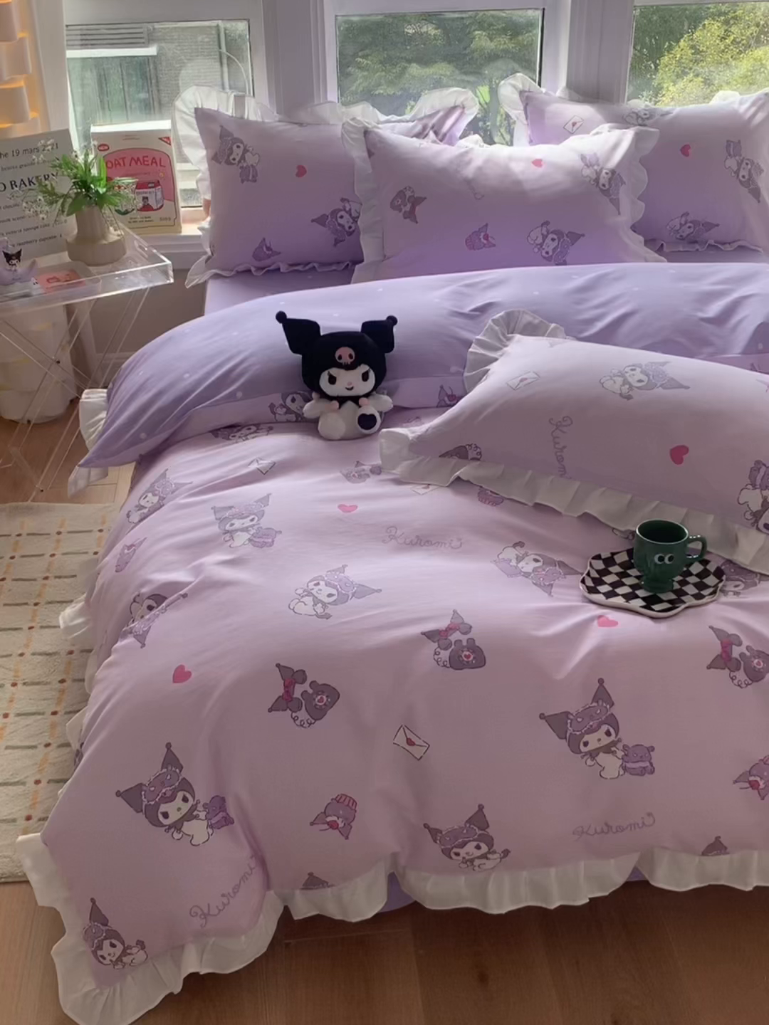 91家纺网 家纺一手货源 找家纺 玉元坊 2025新款全棉纯棉库洛米白花边款式四件套 库洛米宝贝【花边款】