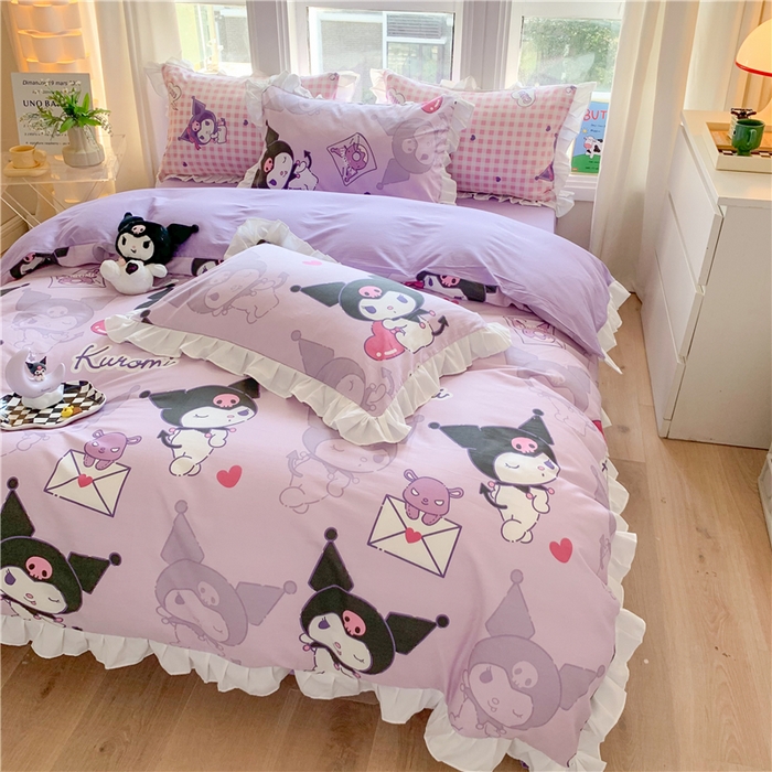 91家纺网 家纺一手货源 找家纺 玉元坊 2025新款全棉纯棉库洛米白花边款式四件套 库洛米【花边款】