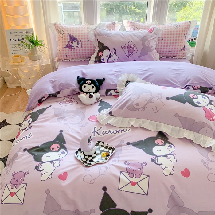 91家纺网 家纺一手货源 找家纺 玉元坊 2025新款全棉纯棉库洛米白花边款式四件套 库洛米【花边款】