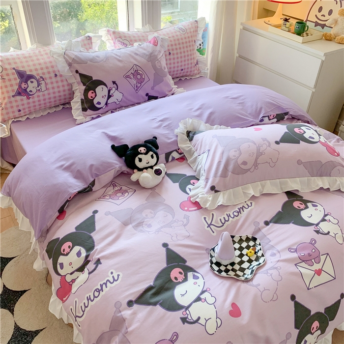 91家纺网 家纺一手货源 找家纺 玉元坊 2025新款全棉纯棉库洛米白花边款式四件套 库洛米【花边款】