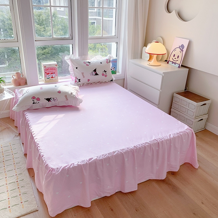 91家纺网 家纺一手货源 找家纺 玉元坊 2025新款全棉纯棉库洛米白花边款式四件套 樱桃库洛米【花边款】