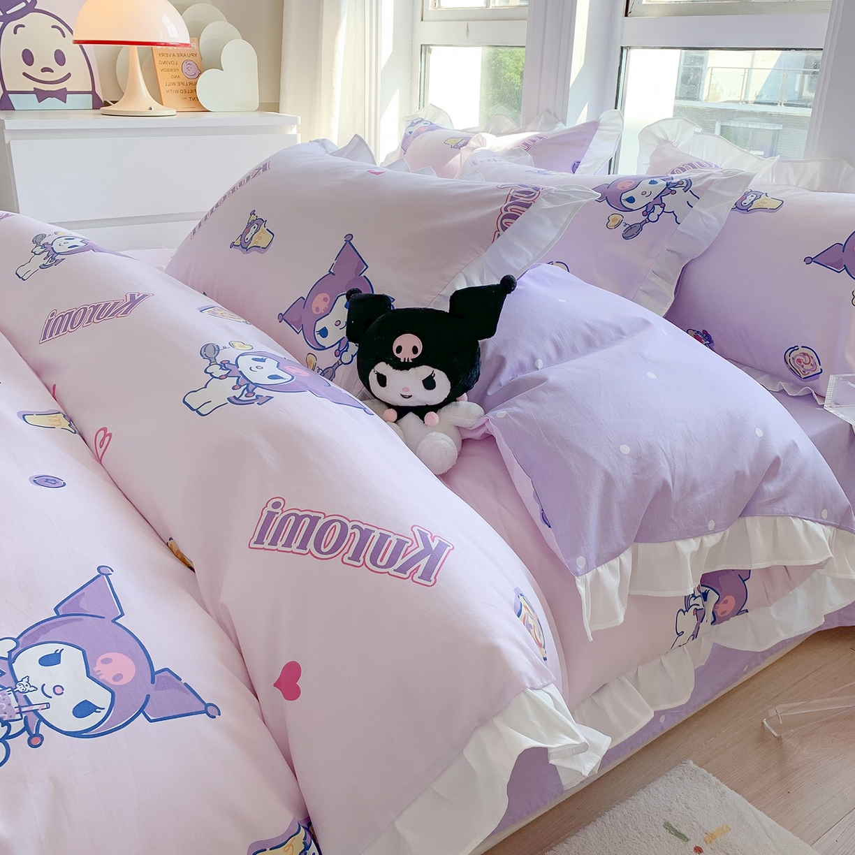 玉元坊 2025新款全棉纯棉库洛米白花边款式四件套 甜甜库洛米【花边款】