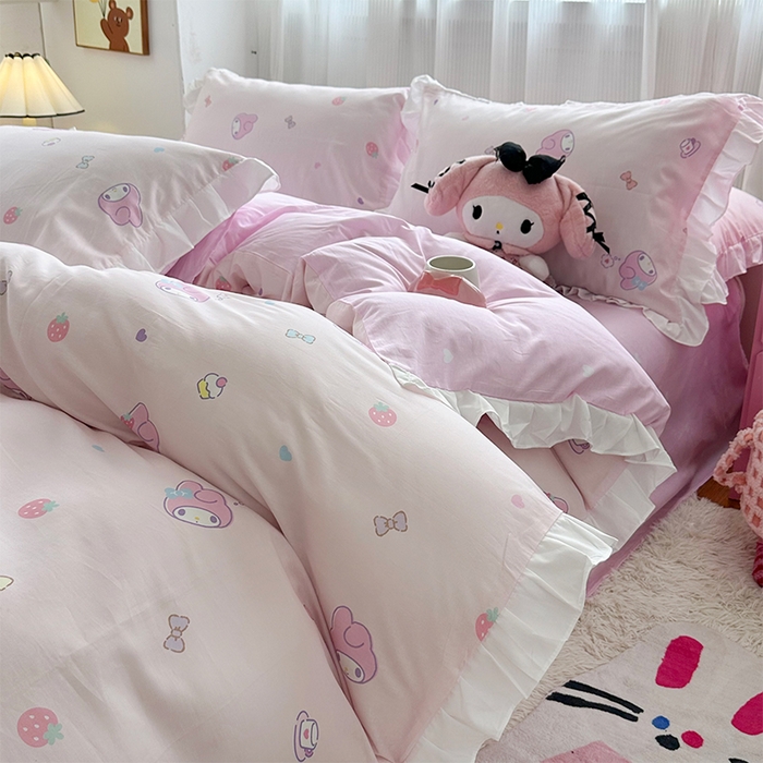 91家纺网 家纺一手货源 找家纺 （总）玉元坊 2025新款全棉纯棉美乐蒂白花边款式四件套