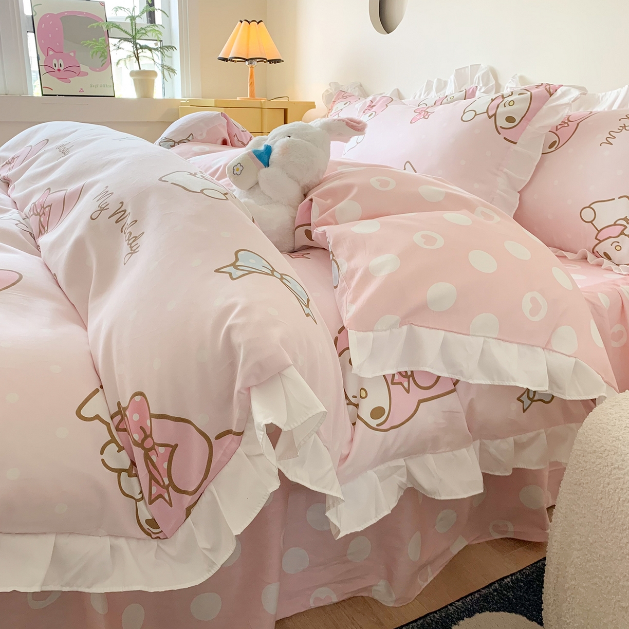 91家纺网 家纺一手货源 找家纺 （总）玉元坊 2025新款全棉纯棉美乐蒂白花边款式四件套