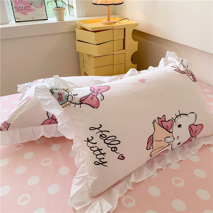 91家纺网 家纺一手货源 找家纺 玉元坊 2025新款全棉纯棉美乐蒂白花边款式四件套 花边-蝴蝶结美乐蒂