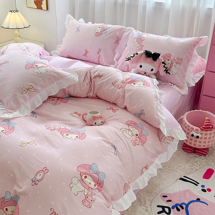 91家纺网 家纺一手货源 找家纺 （总）玉元坊 2025新款全棉纯棉美乐蒂白花边款式四件套