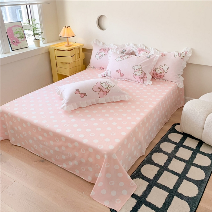 91家纺网 家纺一手货源 找家纺 玉元坊 2025新款全棉纯棉美乐蒂白花边款式四件套 花边-蝴蝶结美乐蒂