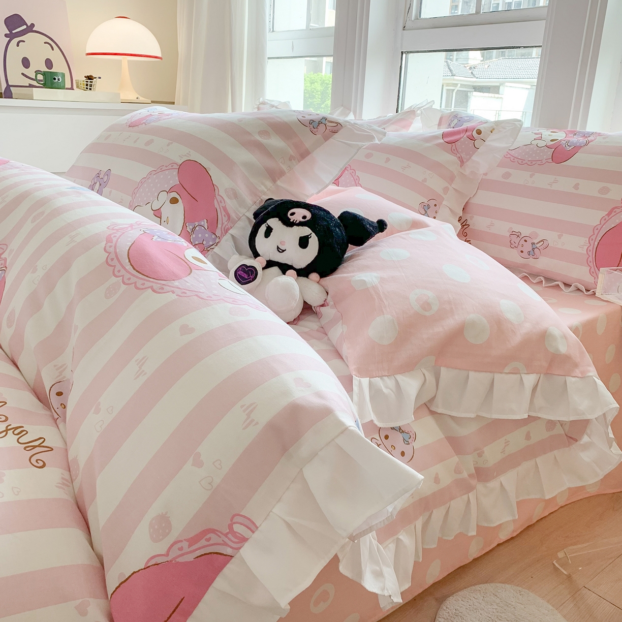 玉元坊 2025新款全棉纯棉美乐蒂白花边款式四件套 甜甜美乐蒂【花边款】