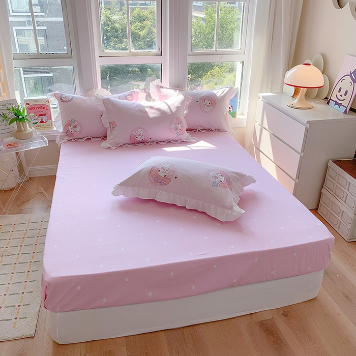 91家纺网 家纺一手货源 找家纺 玉元坊 2025新款全棉纯棉美乐蒂白花边款式四件套 小兔美乐蒂【花边款】