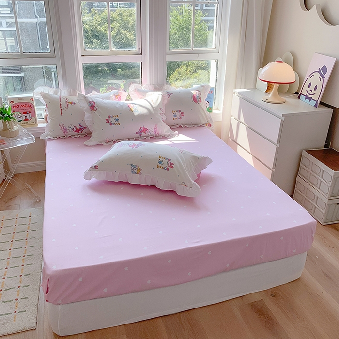 91家纺网 家纺一手货源 找家纺 玉元坊 2025新款全棉纯棉美乐蒂白花边款式四件套 开心美乐蒂【花边款】