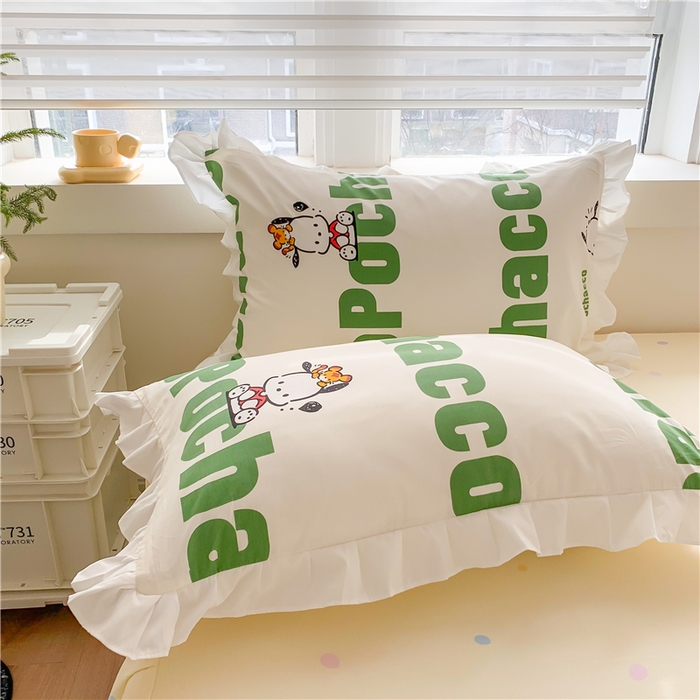 91家纺网 家纺一手货源 找家纺 （总）玉元坊 2025新款全棉纯棉帕恰狗和布丁狗白花边款四件套