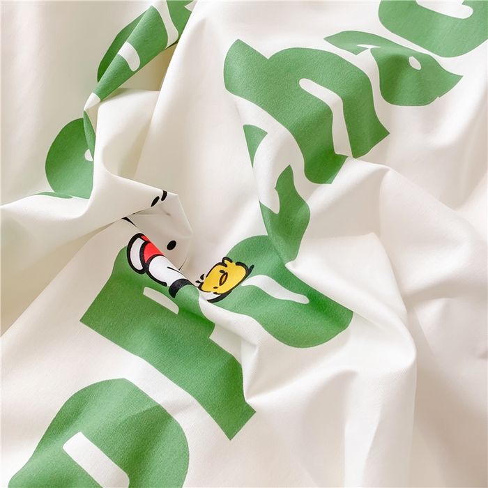 91家纺网 家纺一手货源 找家纺 玉元坊 2025新款全棉纯棉帕恰狗和布丁狗白花边款四件套 花边款-字母帕恰狗