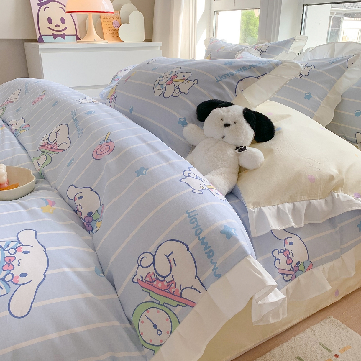 91家纺网 家纺一手货源 找家纺 （总）玉元坊 2025新款全棉纯棉玉桂狗白花边款式四件套