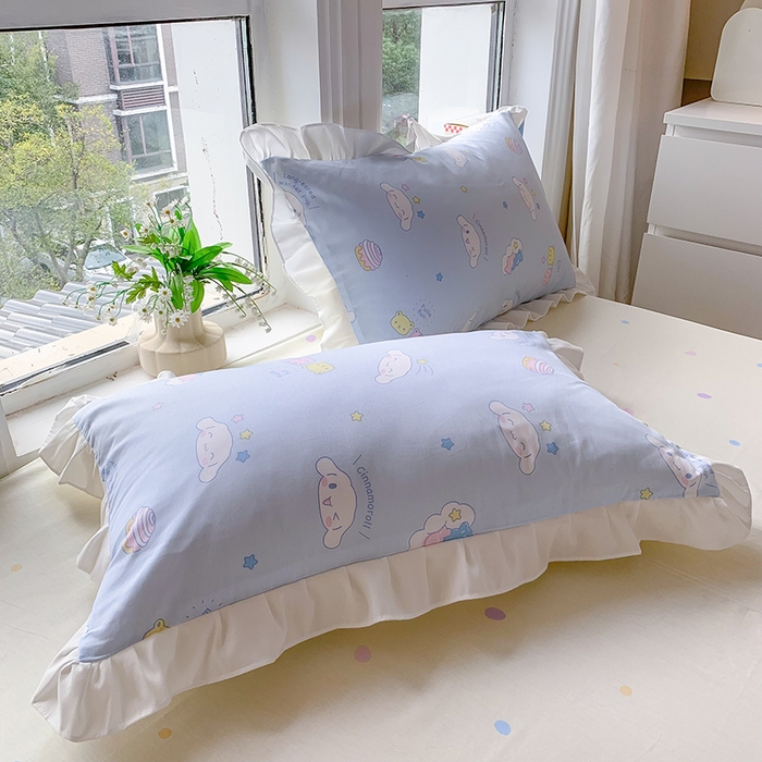 91家纺网 家纺一手货源 找家纺 玉元坊 2025新款全棉纯棉玉桂狗白花边款式四件套 云朵大耳狗【花边款】