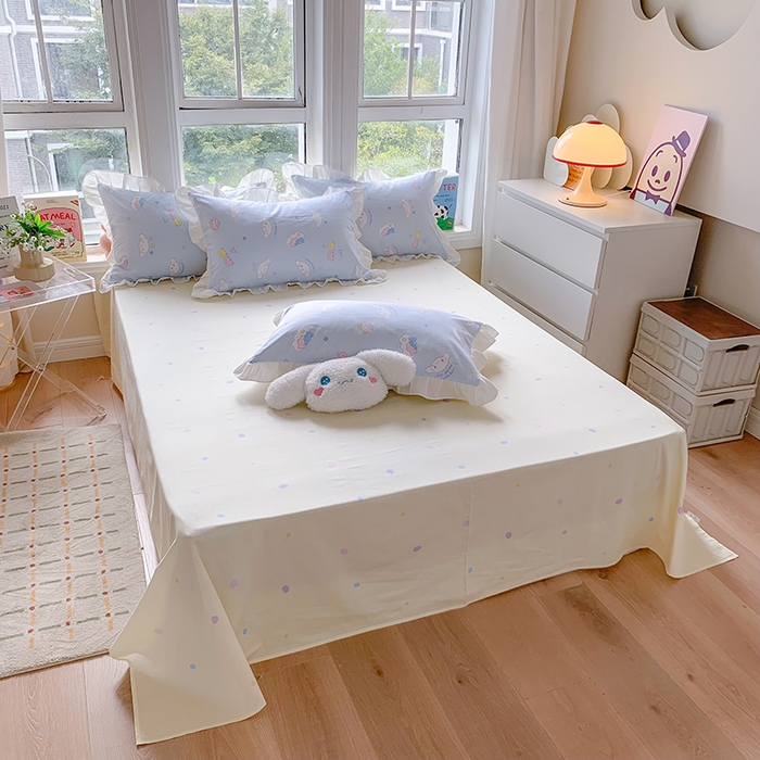 91家纺网 家纺一手货源 找家纺 玉元坊 2025新款全棉纯棉玉桂狗白花边款式四件套 云朵大耳狗【花边款】