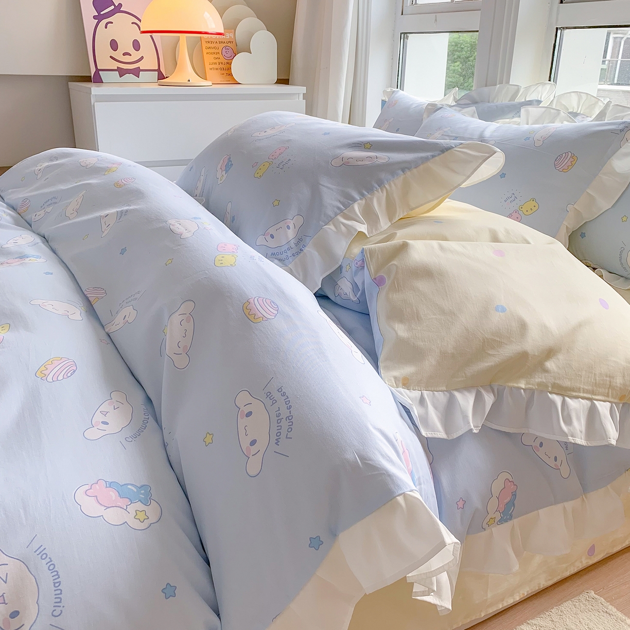 91家纺网 家纺一手货源 找家纺 （总）玉元坊 2025新款全棉纯棉玉桂狗白花边款式四件套