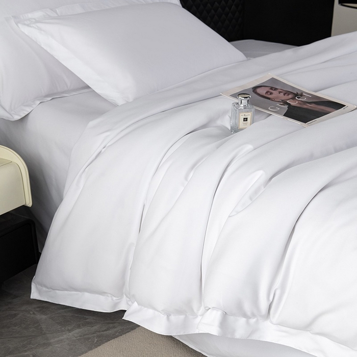 91家纺网 家纺一手货源 找家纺 （总）安力森/诚臻酒店用品 2025新款星级酒店布草同款白色150g磨毛四件套月子中心专用