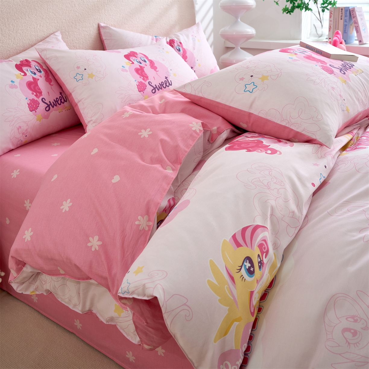 91家纺网 家纺一手货源 找家纺 （总）百利卡通（原迪士尼家纺） 2025新款小马宝莉全棉纯棉数码印花圆网四件套